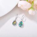 wholesale 925 Sterling Silver Honeycomb Bee Abalone Shell Teardrop Leverback Earrings-0-1