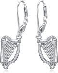 wholesale 925 Sterling Silver Harp Leverback Drop Earrings - Music  for Women-0-0