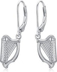 wholesale 925 Sterling Silver Harp Leverback Drop Earrings - Music  for Women-Harp