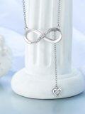 wholesale 925 Sterling Silver Infinity Heart Pendant with Cubic Zirconias Necklaces for Women s-0-3