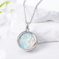 wholesale 925 Sterling Silver Round Opal & Turquoise Cremation Jewelry Keepsake Pendant Urn Necklace with Funnel and Screwdriver Set-0-2
