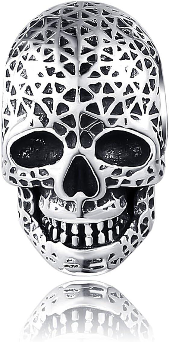 Sterling Silver Mushroom Fairy Flamigo Skull Butterfly Charm Bead Bracelet for Women Mom-0-0