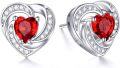 wholesale 925 Sterling Silver Birthstone Heart Stud Earrings Jewelry Gifts for Women-0-48