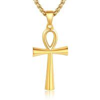 wholesale 925 Sterling Silver Ankh Necklace Pendant-Gold