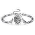 wholesale 925 Sterling Silver Saint Dominic Medal Religious Popcorn Chain Bracelet Oxidized Finish-0-0