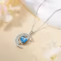 TOUPOP Sterling Silver Topaz Moon Star Pendant Necklace-0-4
