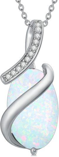 wholesale  Sterling Silver Gemstone Pendant Necklace for Women Fine Jewelry Gift -Opal