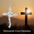 wholesale 18K Gold Plated S925 Sterling Silver Moissanite & Zircon Cross Pendant Necklace-0-5