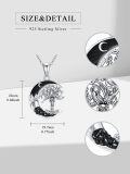 wholesale 925 Sterling Silver Black Onyx Tree of Life Skeletons Crescent Moon Pendant Necklace for Women Wife Girlfriend-0-1