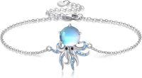 wholesale 925 Sterling Silver Blue Opal Octopus Charm Bracelet - Mothers Day Gift for Her-Octopus