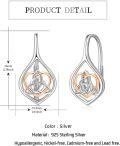 wholesale 925 Sterling Silver Heart-Shaped Triquetra Celtic Knot Drop Earrings with Rose Gold Accents - Hypoallergenic Leverbacks for Women and Girls-0-4
