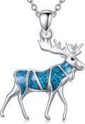 wholesale 925 Sterling Silver Turquoise Inlay Moose Pendant Necklace for Women Men  45cm Chain Length-0-0