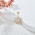 wholesale 14K Gold & Cubic Zirconia Minimal Butterfly Belly Button Ring 7-8.2mm-0-2