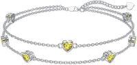 wholesale 925 Sterling Silver Heart Birthstone Anklet Bracelets for Women-11-Yellow Topaz Bracelet 7\"-9\"