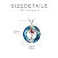wholesale 925 Sterling Silver Red Cardinal Bird Cross Pendant Necklace Blue Crystal Circle-0-5