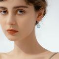 wholesale 925 Sterling Silver Triquetra Earrings Wholesale With Blue Turquoise Inlay-0-1