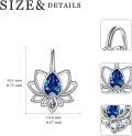 wholesale TOUPOP Lotus Leverback Earrings For Women Sterling Silver Flower Earrings Lotus Dangle Drop Earrings With Created Sapphire Lotus Jewelry Lotus Gifts For Christmas Birthday -0-3