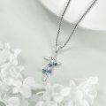 wholesale 925 Sterling Silver Dragonfly Turquoise Stone Cross Pendant Necklace Religious  for Women and Men-0-3