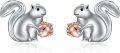 wholesale 925 Sterling Silver Squirrel Stud Earrings Animal  for Women Girls Hypoallergenic Earrings for Sensitive Ears-0-0