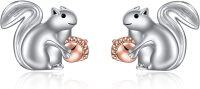 wholesale 925 Sterling Silver Squirrel Stud Earrings Animal  for Women Girls Hypoallergenic Earrings for Sensitive Ears-Squirrel