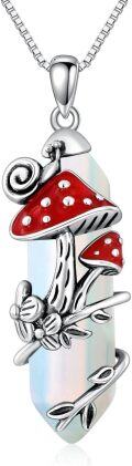 wholesale Sterling Silver Mushroom Necklace with Snail Pendant Gift for Women-0-36