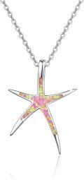 wholesale 925 Sterling Silver Opal Starfish Necklace Hawaiian Ocean Pendant-0-0