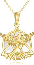 wholesale 14K Gold Natural Stone Phoenix Pendant Necklace for Women's s-0-0