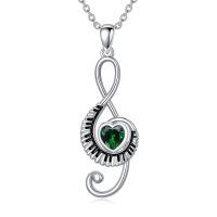 wholesale 925 Sterling Silver Music Note Heart Pendant Necklace-05-May