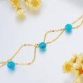 wholesale 14k Gold Anklet With Turquoise Beaded Double Chain For Women-0-3