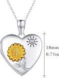 wholesale 925 Sterling Silver Sunflower & Smiling Face Heart Locket Necklace for Women Girls Gifts-0-1
