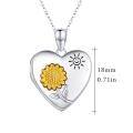 wholesale 925 Sterling Silver Sunflower Heart Pendant Necklace-0-1