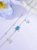 wholesale 925 Sterling Silver Blue Opal Evil Eye Sea Turtle Starfish Shell Charm Ankle Anklet-0-2