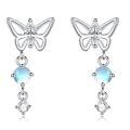 wholesale 925 Sterling Silver Butterfly Marquise Cz Opalite Drop Earrings White Gold Plated-0-0