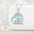 wholesale 925 Sterling Silver Elephant & Heart Pendant Necklaces with Cubic Zirconia and Moonstone - I Love You Forever-0-2