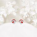 wholesale 925 Sterling Silver Mushroom Stud Earrings - Red & White Enamel Jewellery Gift for Women-0-1