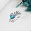 wholesale 925 Sterling Silver Turquoise Leaf Design Adjustable Band Ring Boho Style Statement  for Her Him-0-2