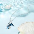 wholesale 925 Sterling Silver Blue Ribbon Crystal Pendant Necklace-0-5
