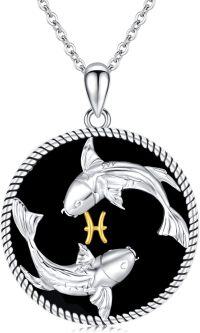 wholesale 925 Sterling Silver Pisces Zodiac Sign Fish Charm Necklace-Pisces(2.19-3.20)
