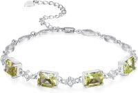 wholesale Sterling Silver Baguette Birthstone Bracelet for Women Mom Grandma-Peridot