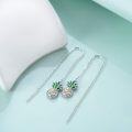 wholesale 925 Sterling Silver Pineapple Drop Dangle Earrings with Green Enamel and Yellow CZ Stones - Fashionable Gift for Women & Teenage Girls-0-3