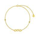 wholesale 14k Gold Triple Heart Charm Bracelet With Crystal Center For Women-0-0