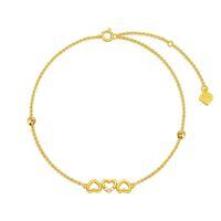 wholesale 14k Gold Triple Heart Charm Bracelet With Crystal Center For Women-Style 1 14k yellow gold