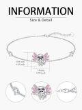 wholesale 925 Sterling Silver Angel Charm Anklet/Anklet with Pink Wings and Crystal Accents - Adjustable Gift for Women-0-5