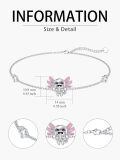wholesale 925 Sterling Silver Angel Charm Bracelet Wholesale With Pink Enamel Wings And Crystal Hearts-0-5