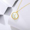 wholesale Gold 925 Sterling Silver Mother of Pearl Initial L Pendant Necklace for Women-0-1