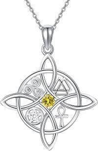 wholesale Sterling Silver Celtic Cross Witches Knot Pendant Necklace Amulet Gift-A-Birthstone-August-A-Birthstone-August