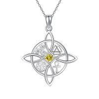 wholesale 925 Sterling Silver Moissanite Witches Knot Necklace Witch Jewelry for Women-A-Birthstone-August-A-Birthstone-August