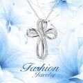 wholesale 925 Sterling Silver Infinity Cross CZ Pendant Necklace for Women-0-1