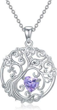 wholesale Sterling Silver Birthstone Tree of Life Necklace for Women-06-Jun-Alexandrite