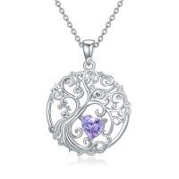 wholesale 925 Sterling Silver Heart Moonstone Tree Of Life Pendant Necklace-06-Jun-Alexandrite